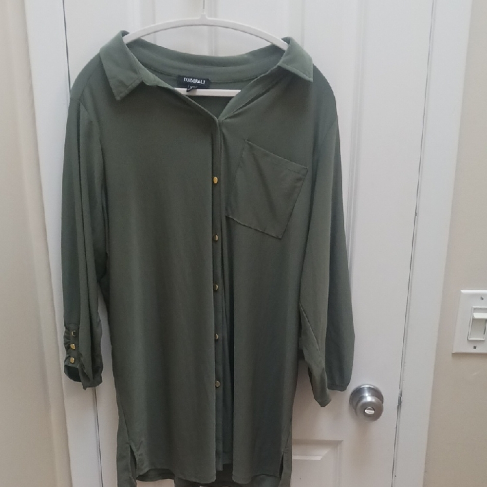Roz & Ali Olive Button Down Shirt